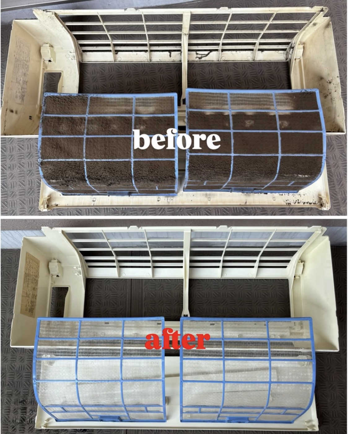エアコン内部フィルターのbefore/after