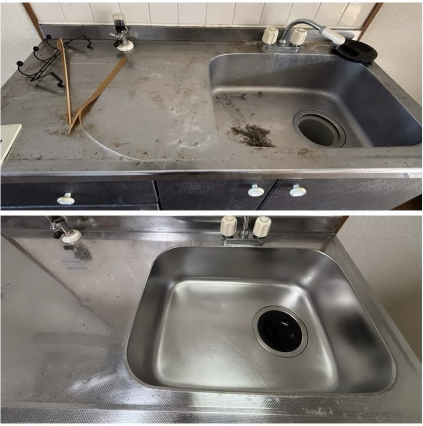 キッチンカウンター清掃のbefore/after
